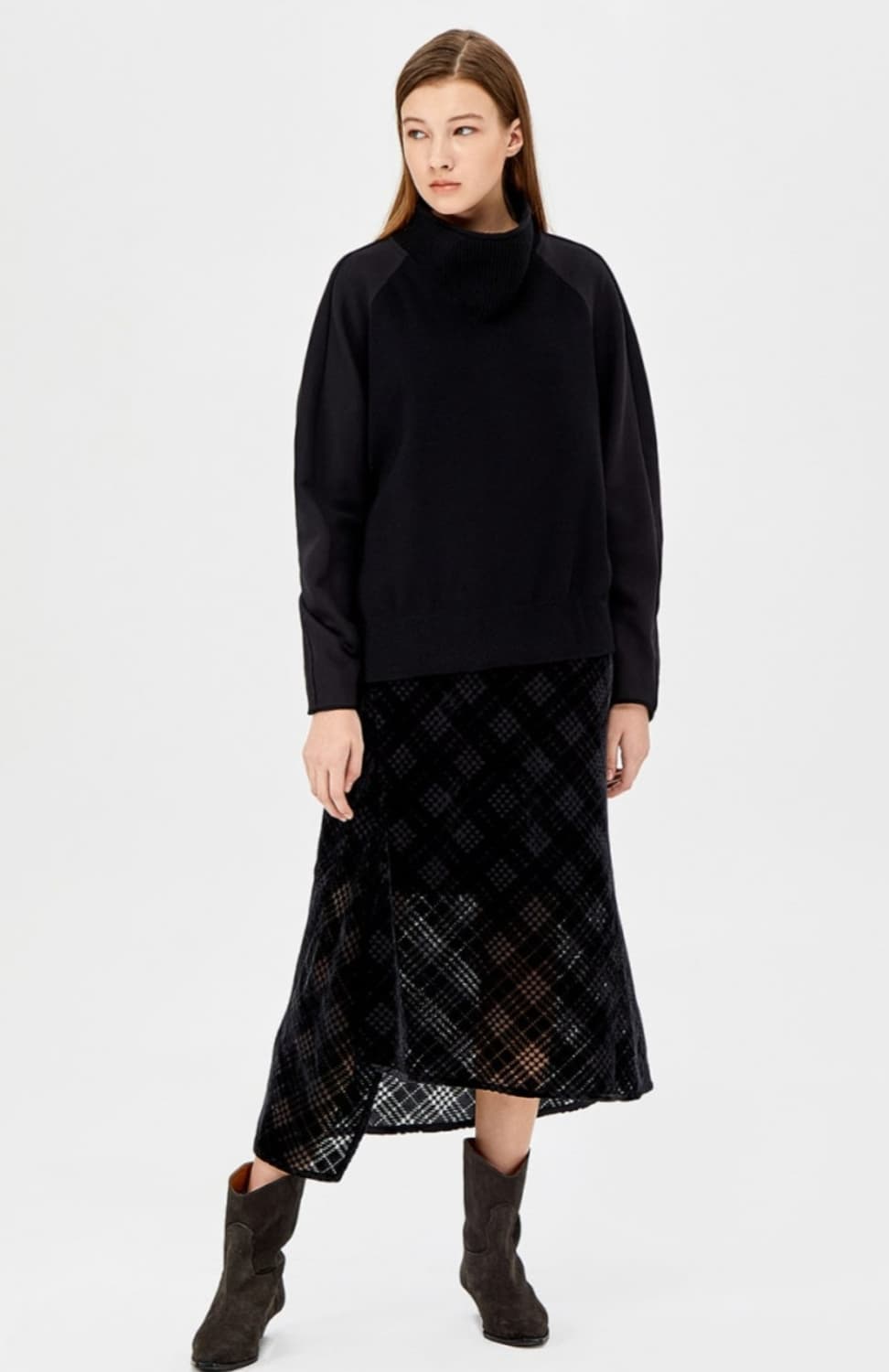 (핑크 브라운색상 판매)시스템 번아웃 니트 레이어드케어 원피스 55사이즈 상품이미지1