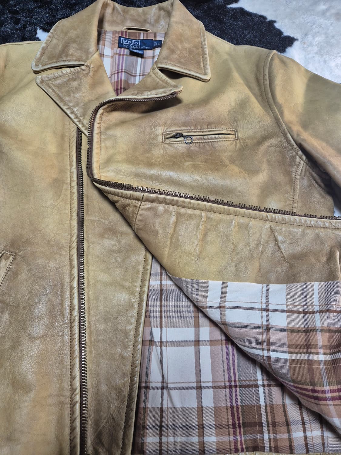 폴로 랄프로렌 에이징 레더 라이더 자켓 L 상품이미지8