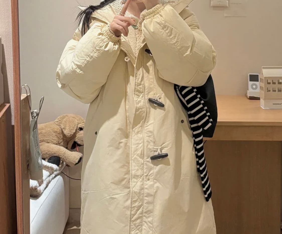 롱 더플 패딩_베이지 S 상품이미지1