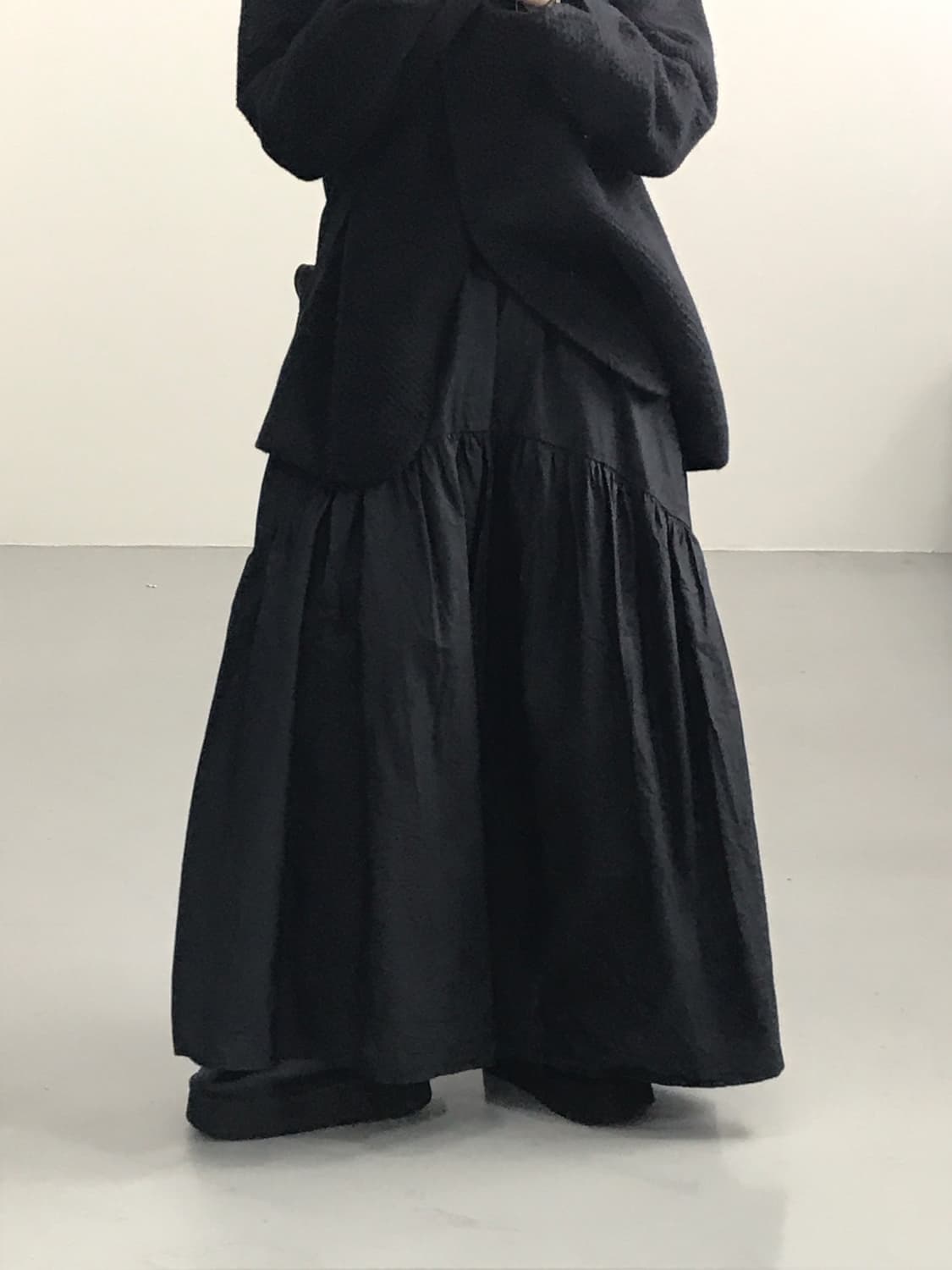 Jpn Black Tiered Maxi Long Skirt 상품이미지1