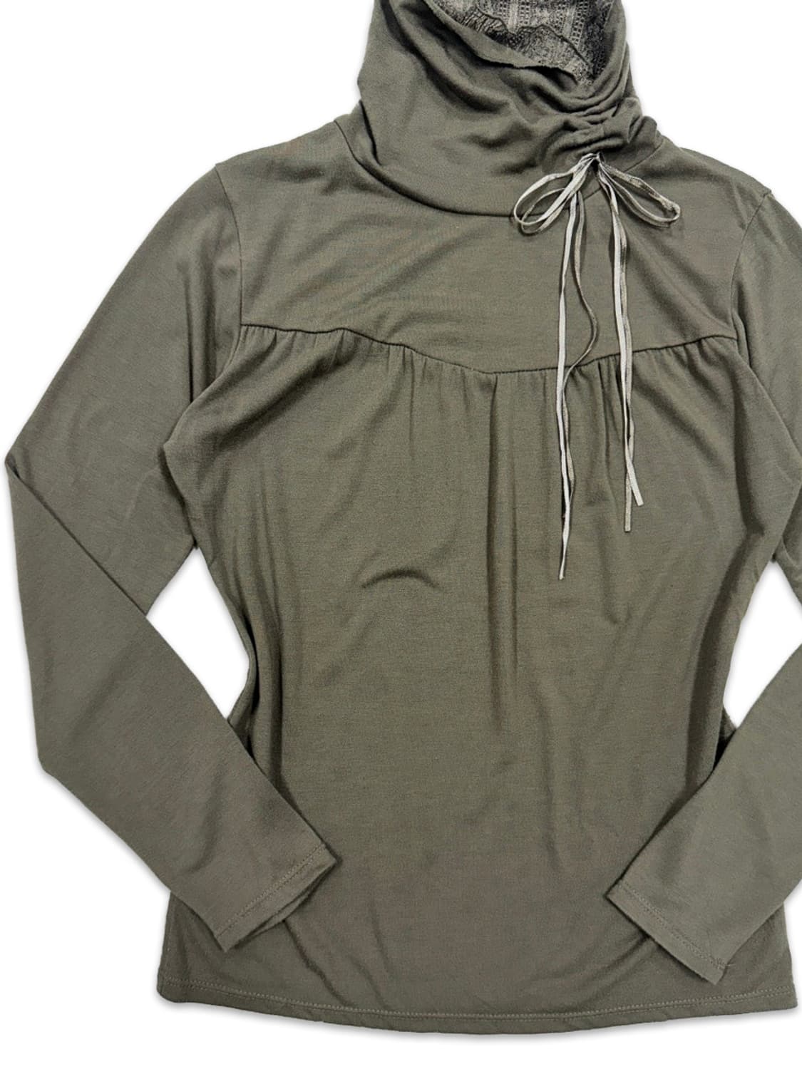 빈티지 카키 리본 레이스 레이어드 긴팔티 상품이미지4