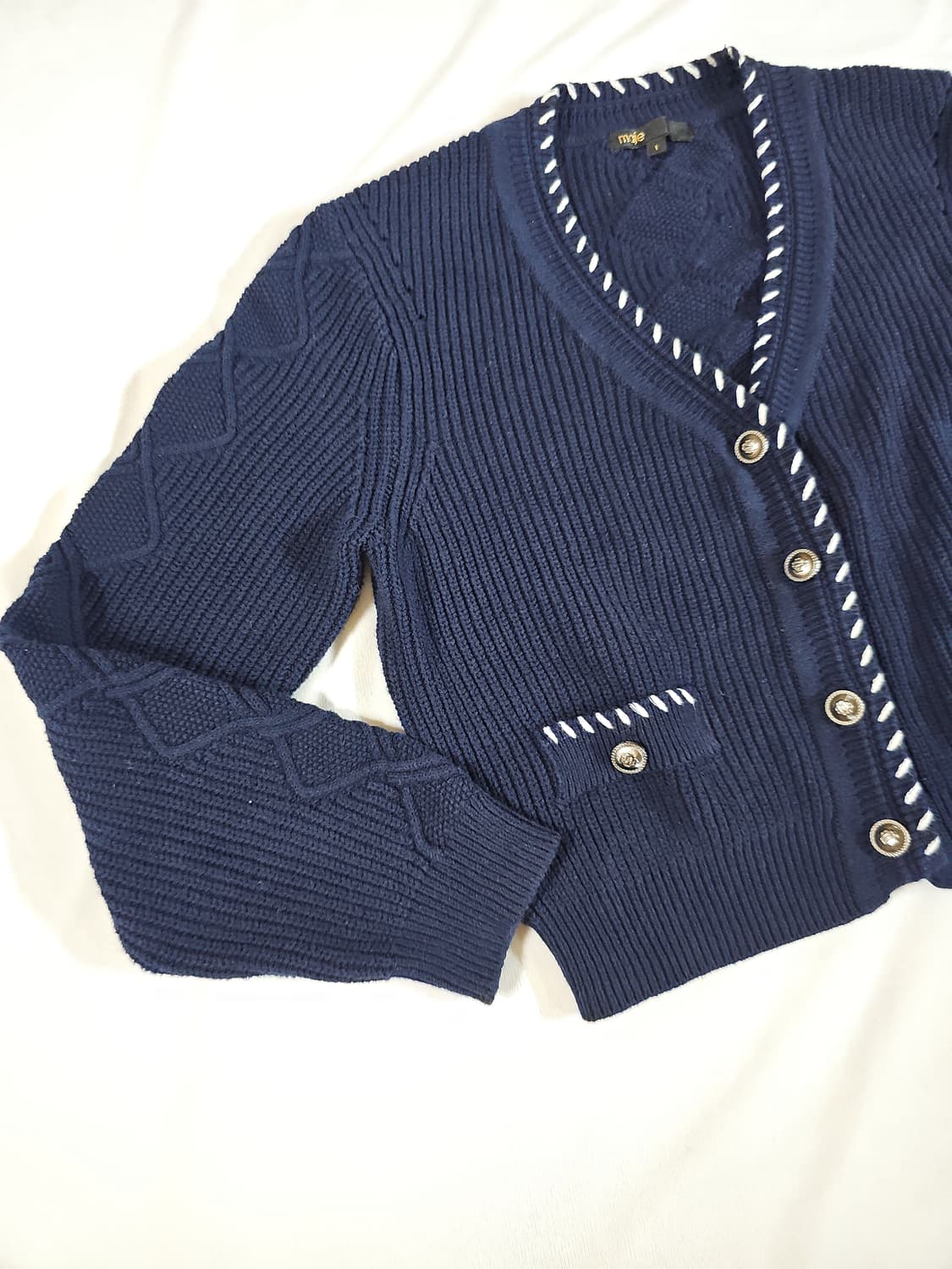 정가 549000원) maje 마쥬 네이비 스티치 가디건 상품이미지2