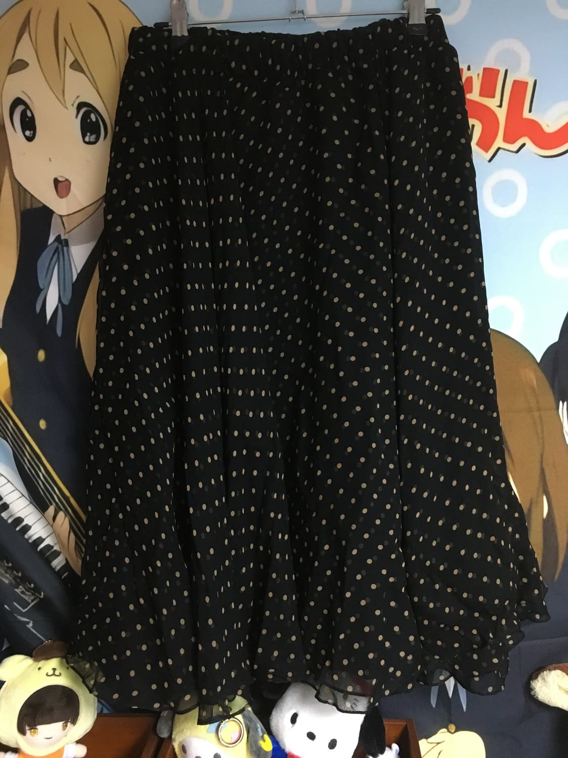 (VIN.)빈티지 도트 미디 스커트 블랙 상품이미지1