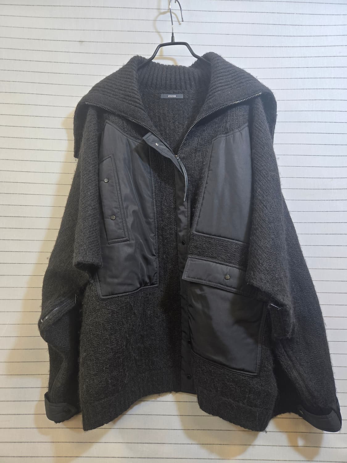 시스템 블랙 패치 워머 가디건 자켓 상품이미지1