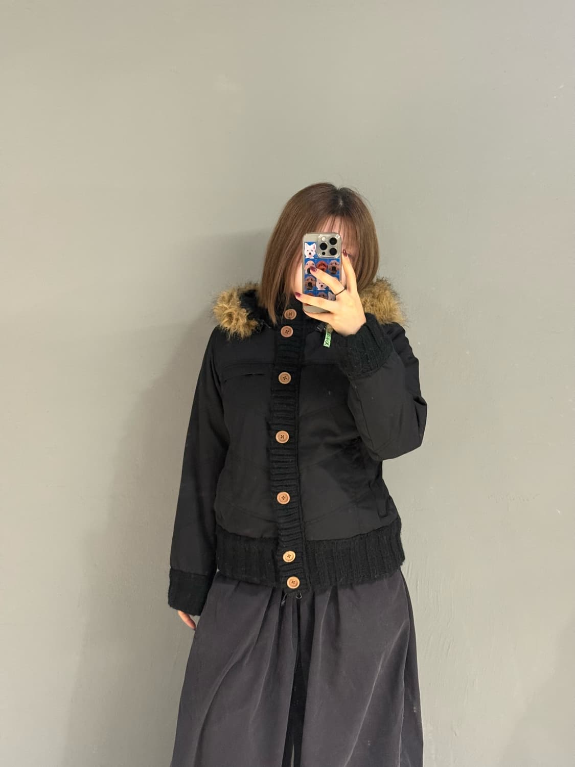 button-up point fur trimming padding 상품이미지1