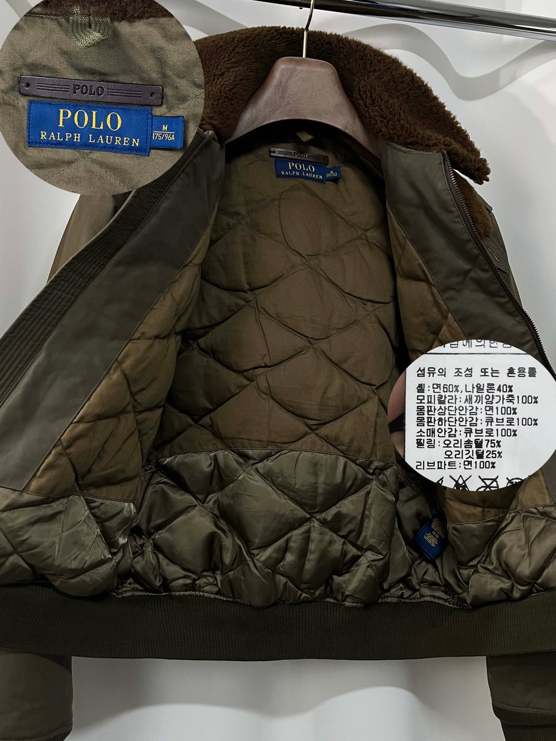 폴로 랄프로렌 b-15 램스킨 시어링 왁스 다운 봄버자켓 상품이미지3