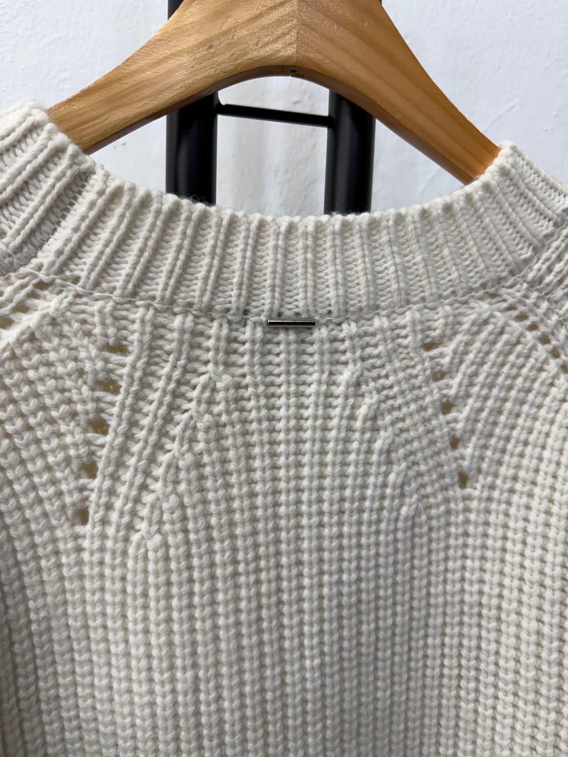 정품) 시스템 한섬 21ss 루즈핏 아이보리 골지 니트 스웨터 90 상품이미지6