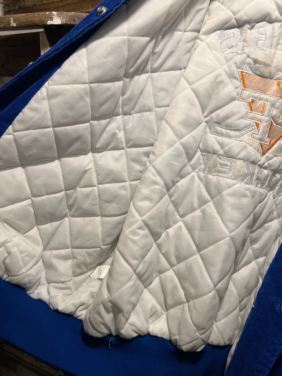 [XL]90's Made in USA 하키팀 블루 코듀로이 바시티 자켓 상품이미지7