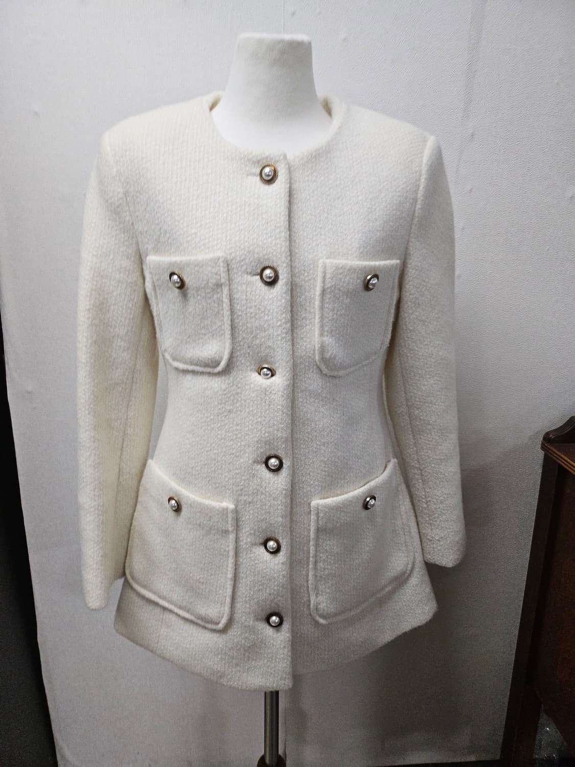 아이보리 트위드 진주버튼 자켓 S 상품이미지1