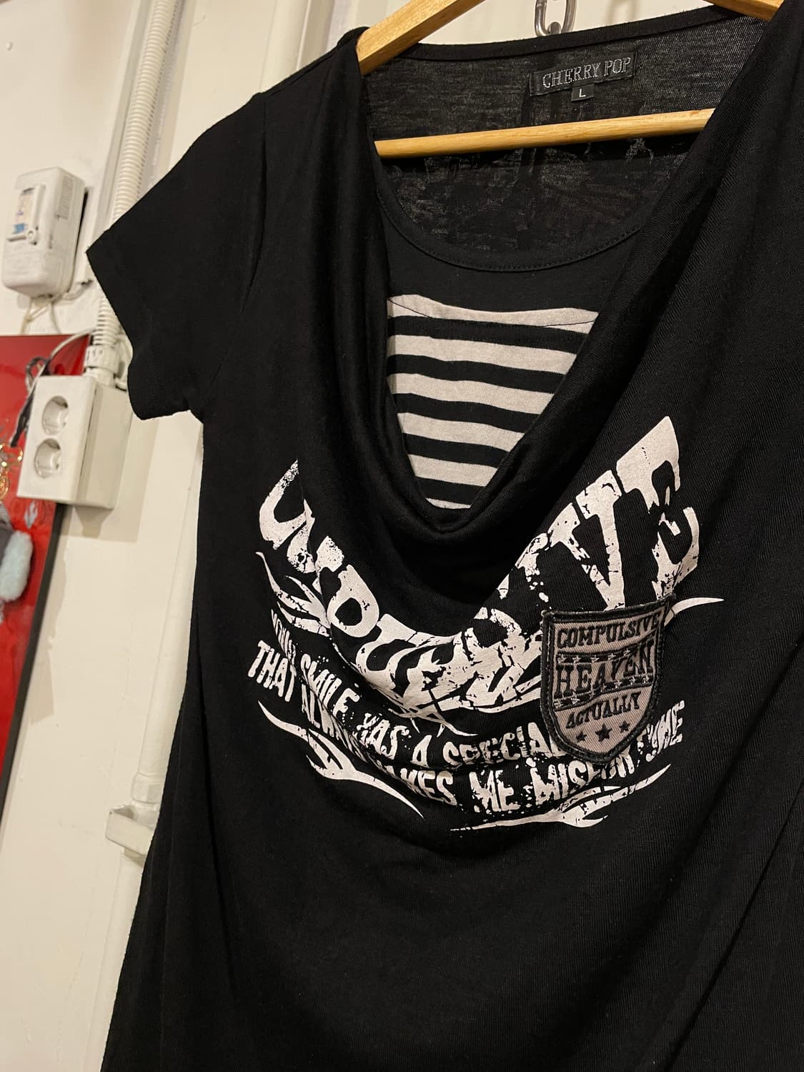 스트라이프 패턴 레이어드 프린팅 반팔 원피스 펑크 상품이미지3