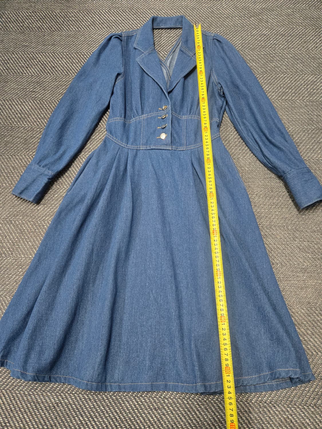 샤틴 25ss 청 데님 플레어 원피스 허리밴딩 원피스 상품이미지9