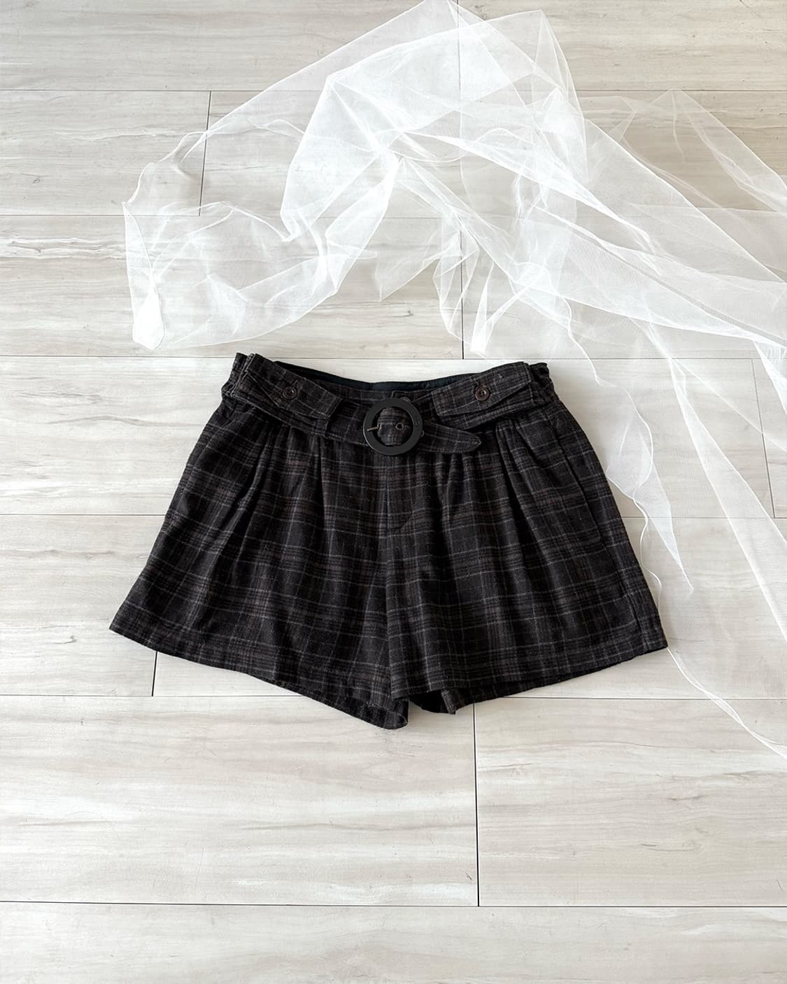 Deep mocha brown lana wool short pants 상품이미지1