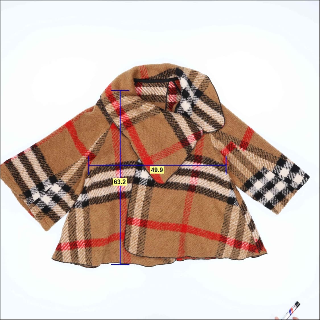 [사이즈참고] 여성 클래식 노바체크 케이프 코트 망토 1215H2 상품이미지4