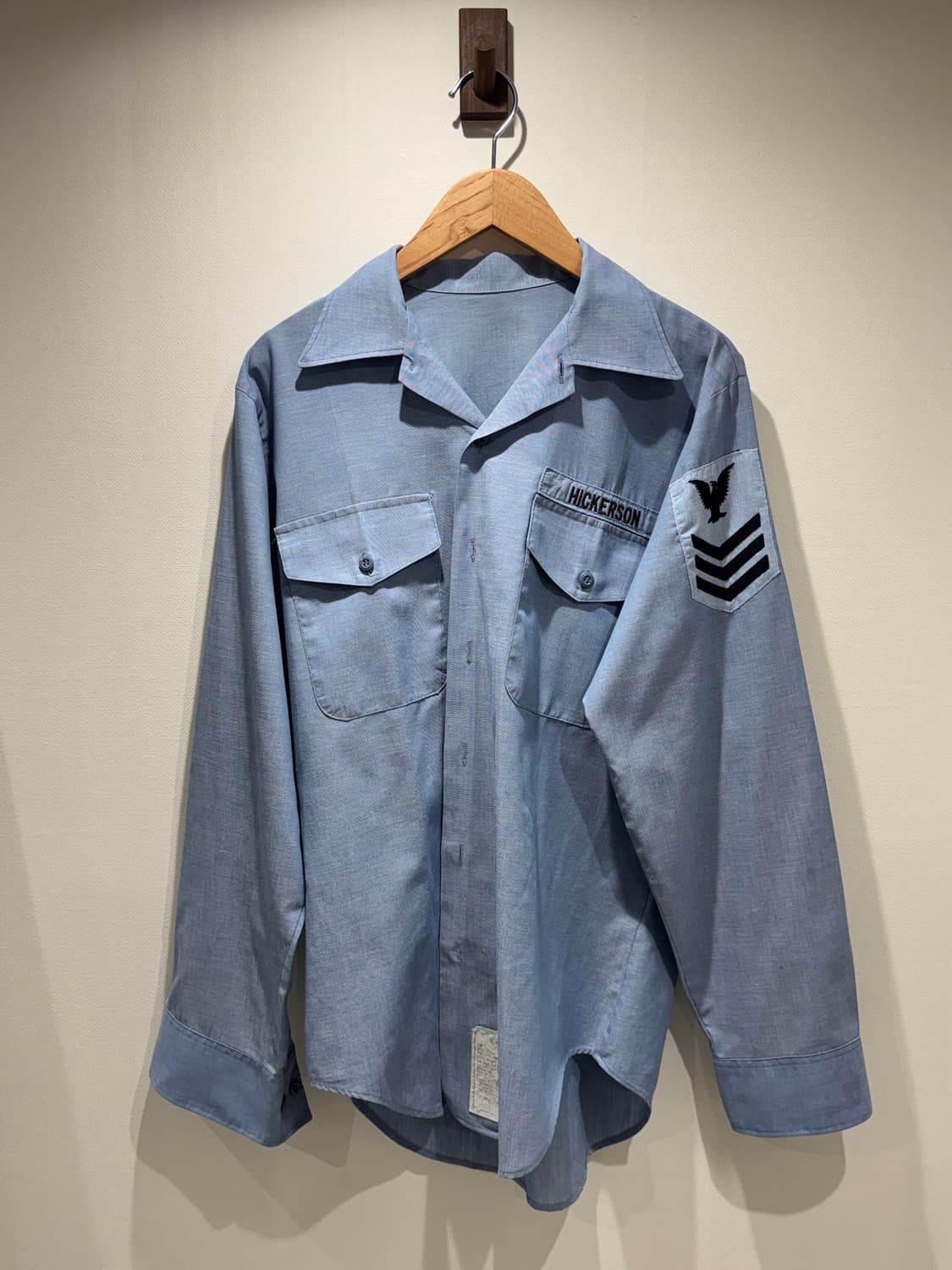 80s 오리지널 USN 미해군 샴브레이 유틸리티 셔츠 상품이미지1