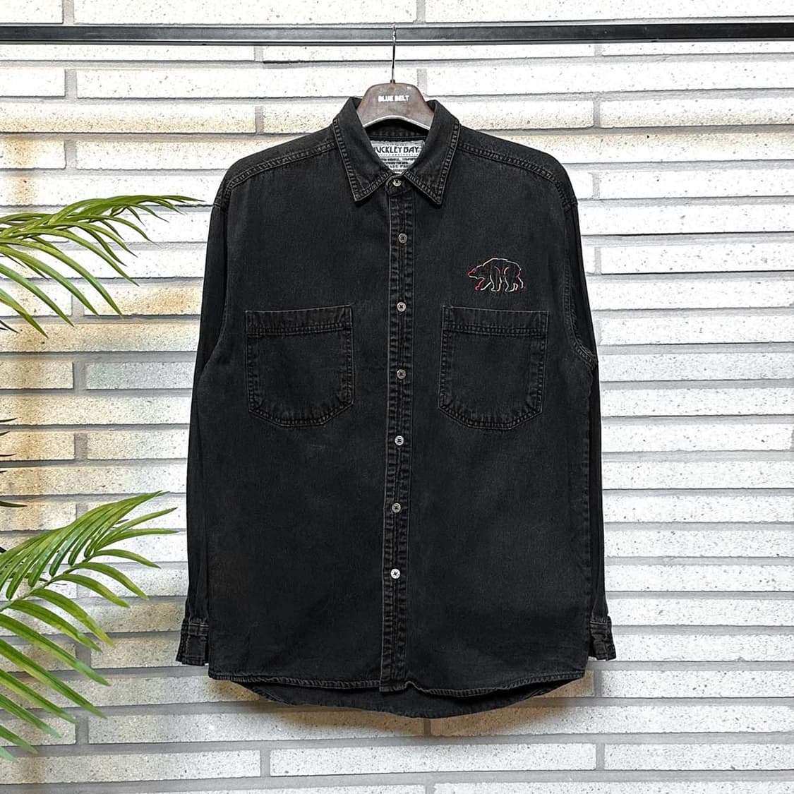 USA VINTAGE 데님 셔츠 투포켓 컬러 스티치 디테일 흑청 상품이미지2