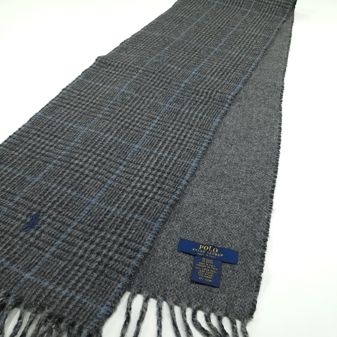 MX254 폴로 랄프로렌 하운드투스 그레이 양면 버진울 목도리 머플러 상품이미지2
