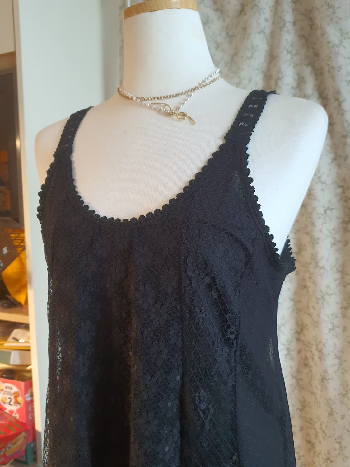 [빈티지] 레이어드 원피스 레이스 블랙 슬립 원피스 상품이미지3