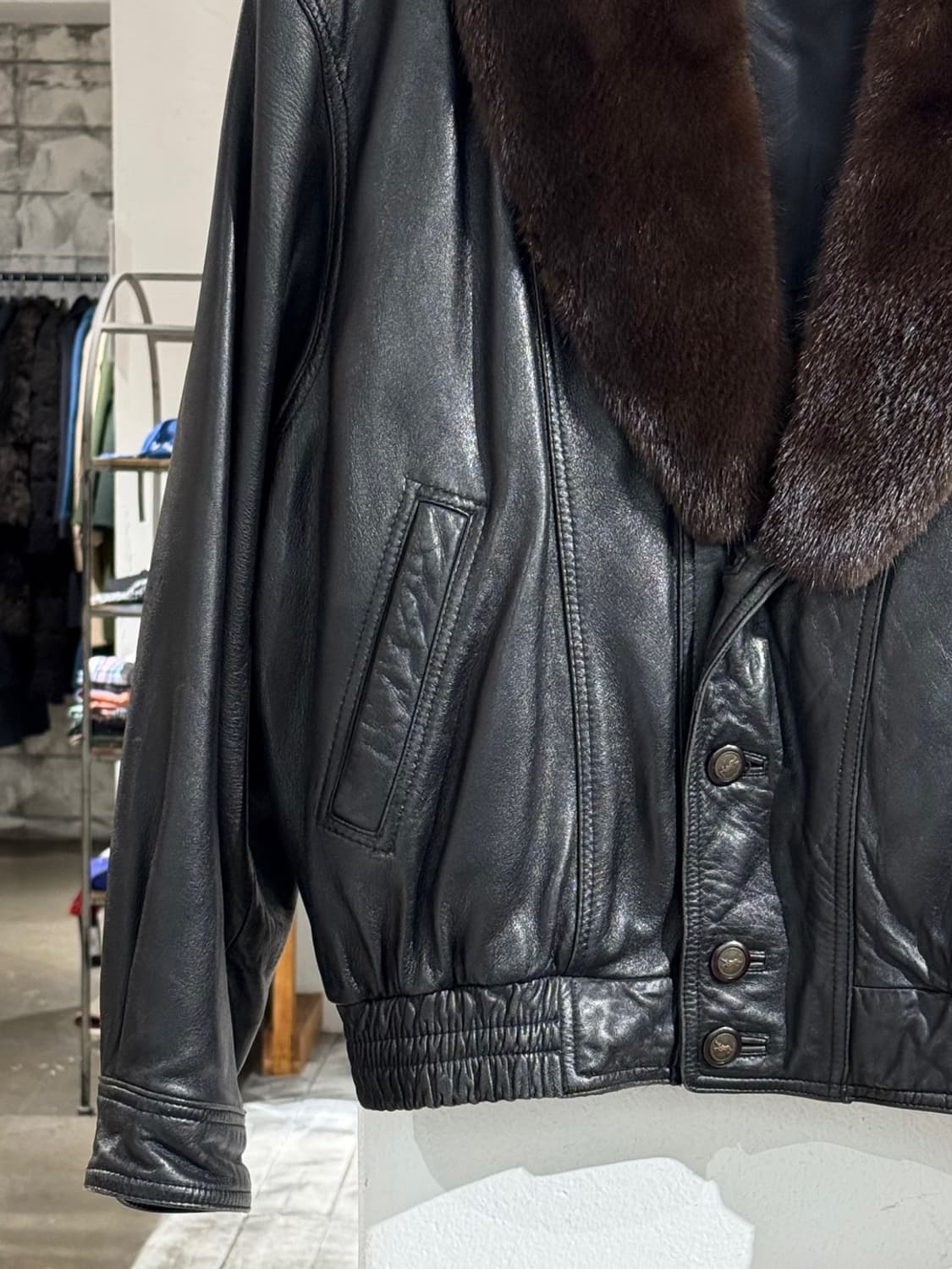 이브생로랑 뿌르 옴므 90s 퍼 카라 레더 자켓 상품이미지4