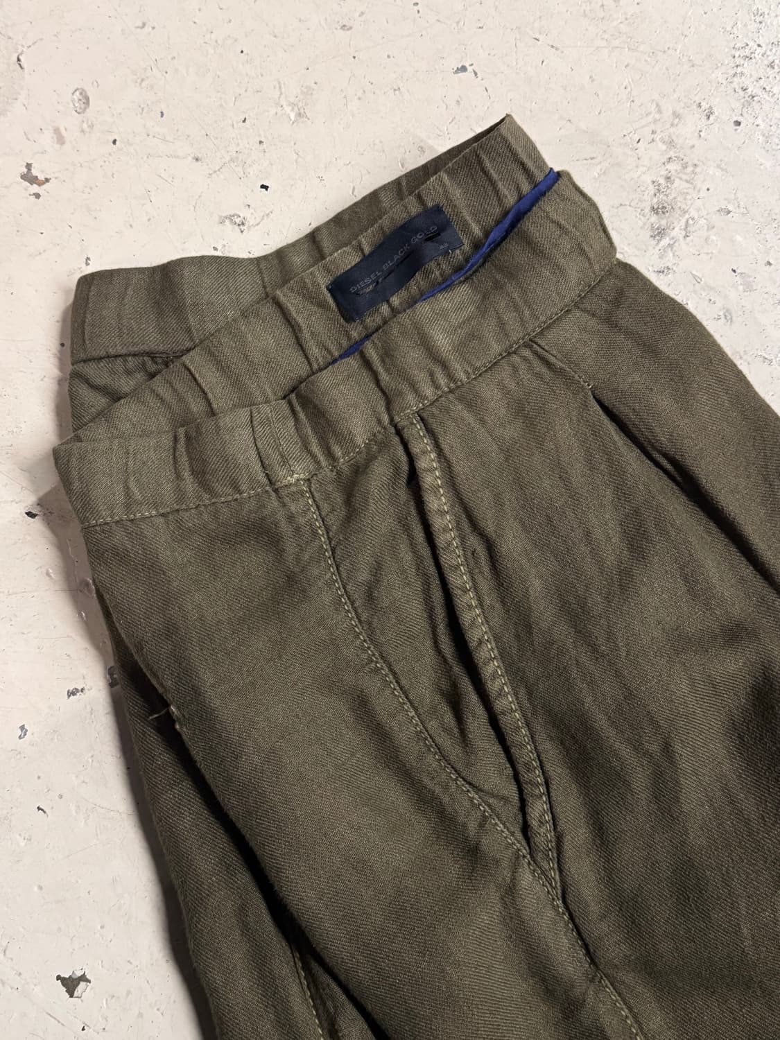 Diesel 디젤 블랙골드 밴딩 린넨팬츠 상품이미지1