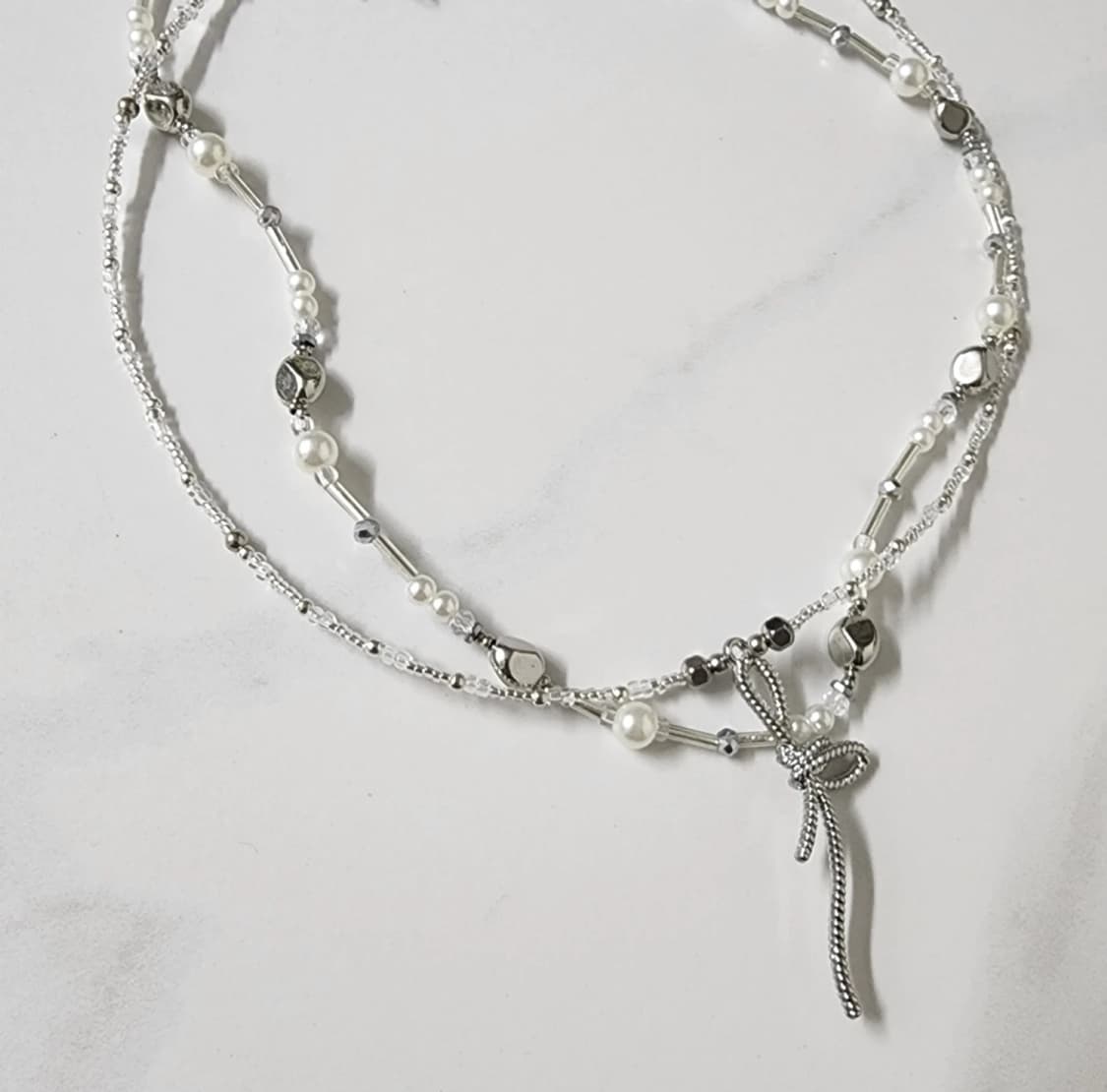 실버화이트 꼬임 펜던트 목걸이 상품이미지6