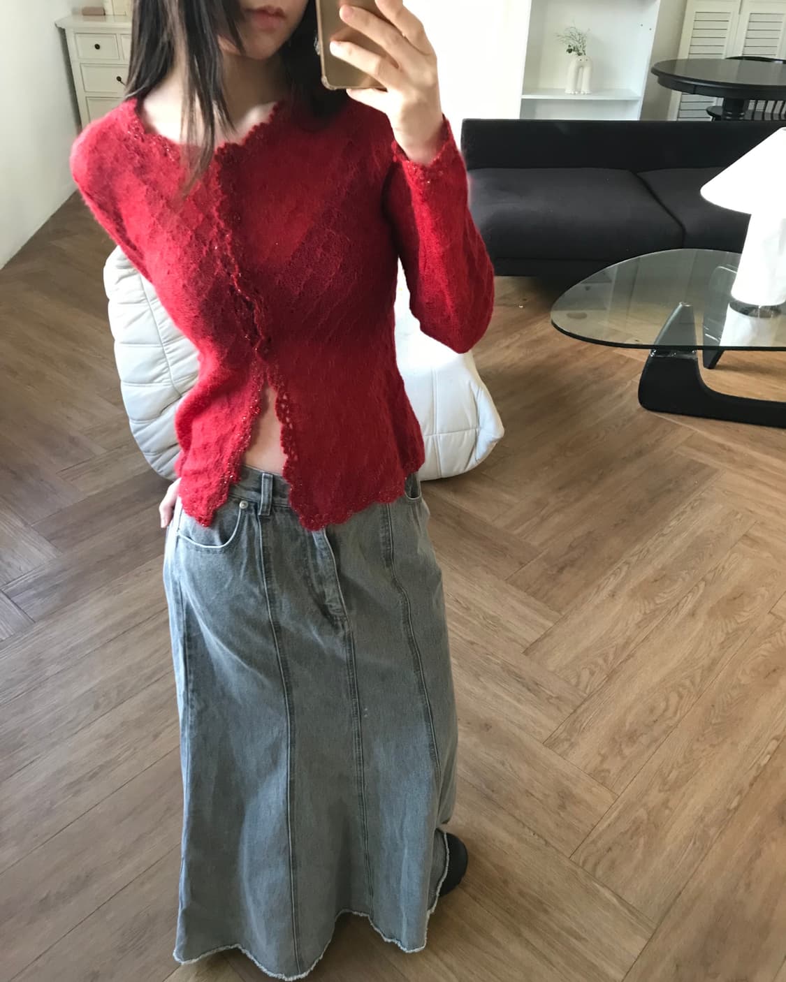 vintage denim long skirt (27inch) 상품이미지7