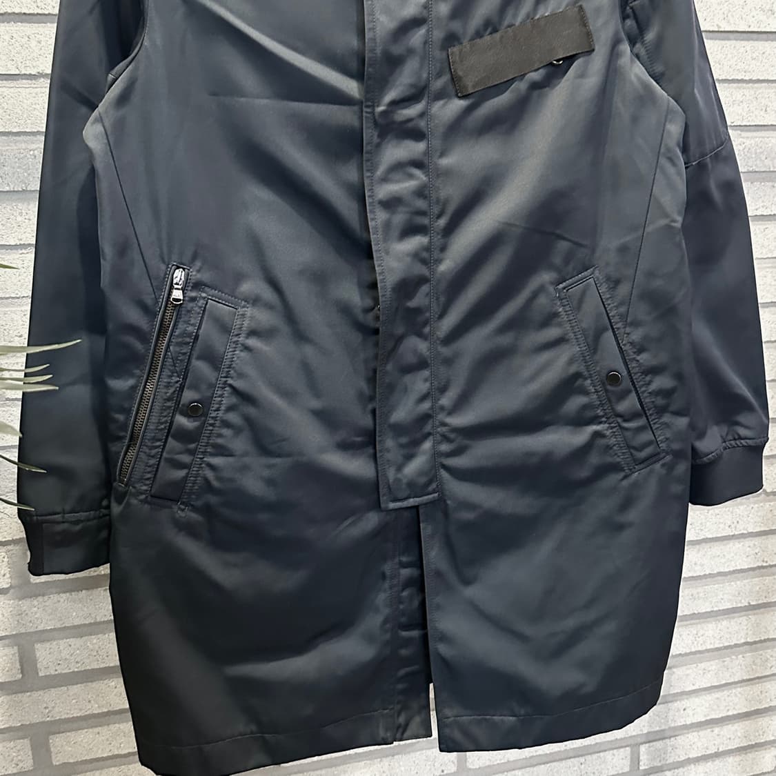 타임 MA-1 롱 봄버 항공점퍼 노카라 소매 지퍼 디테일 네이비 상품이미지5