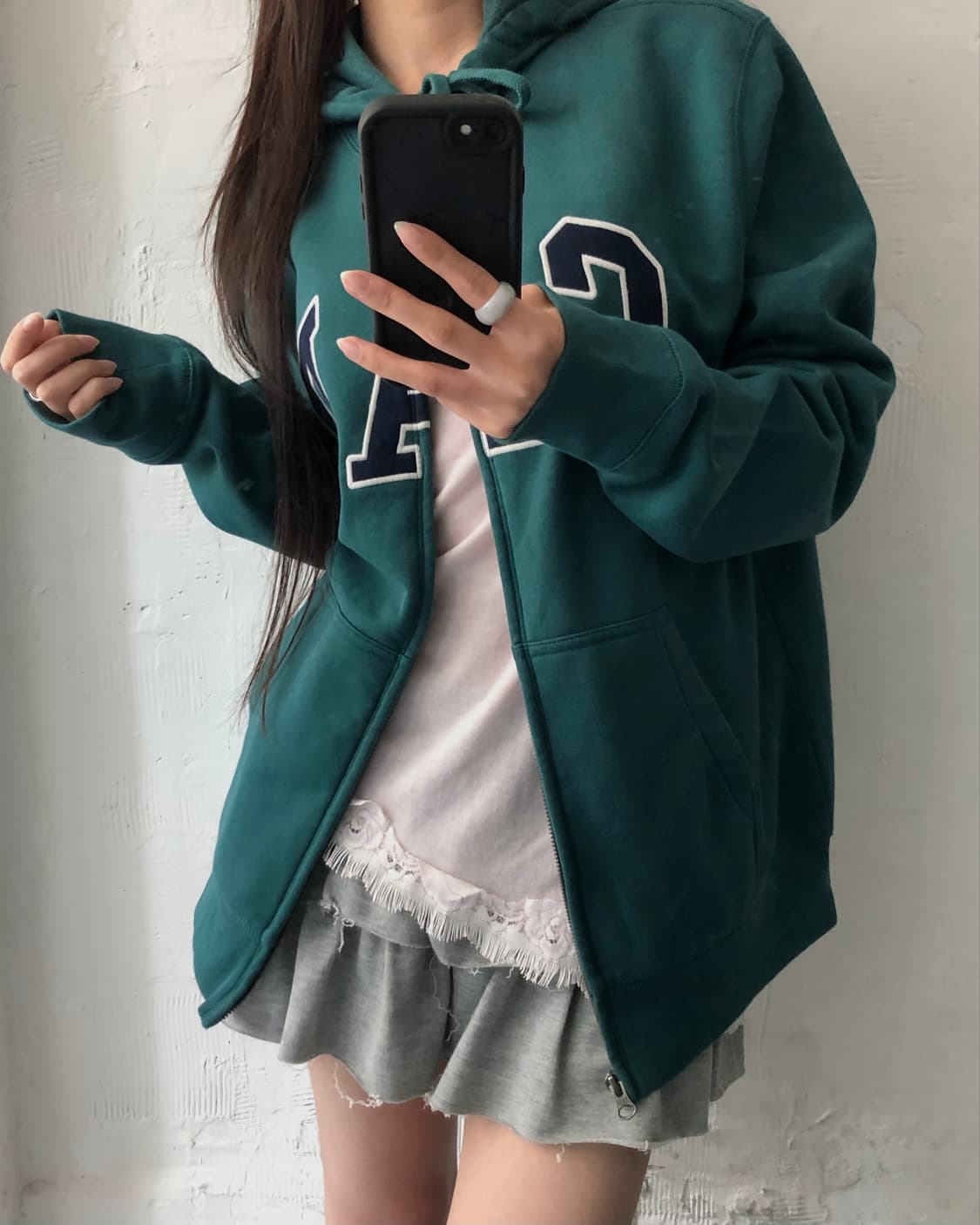 Gap 갭 그린컬러 로고 후드집업 상품이미지9