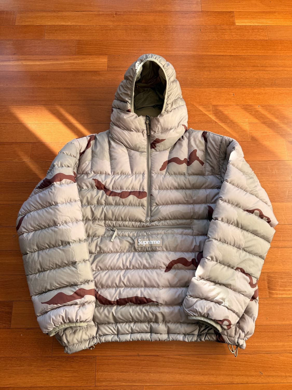 슈프림 마이크로 다운 하프 집 후드 풀오버 데저트 카모 L 상품이미지1