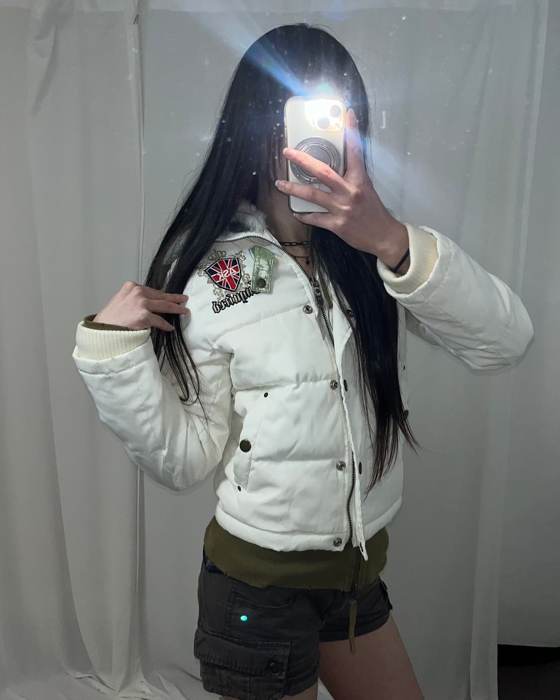 Ask 화이트 퍼 후드 패딩 상품이미지2