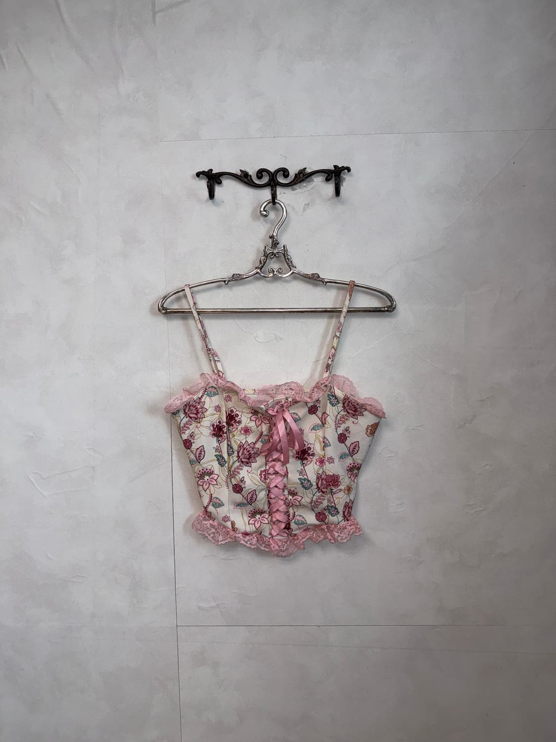 Pink oriental floral laceup sleeveless  상품이미지4