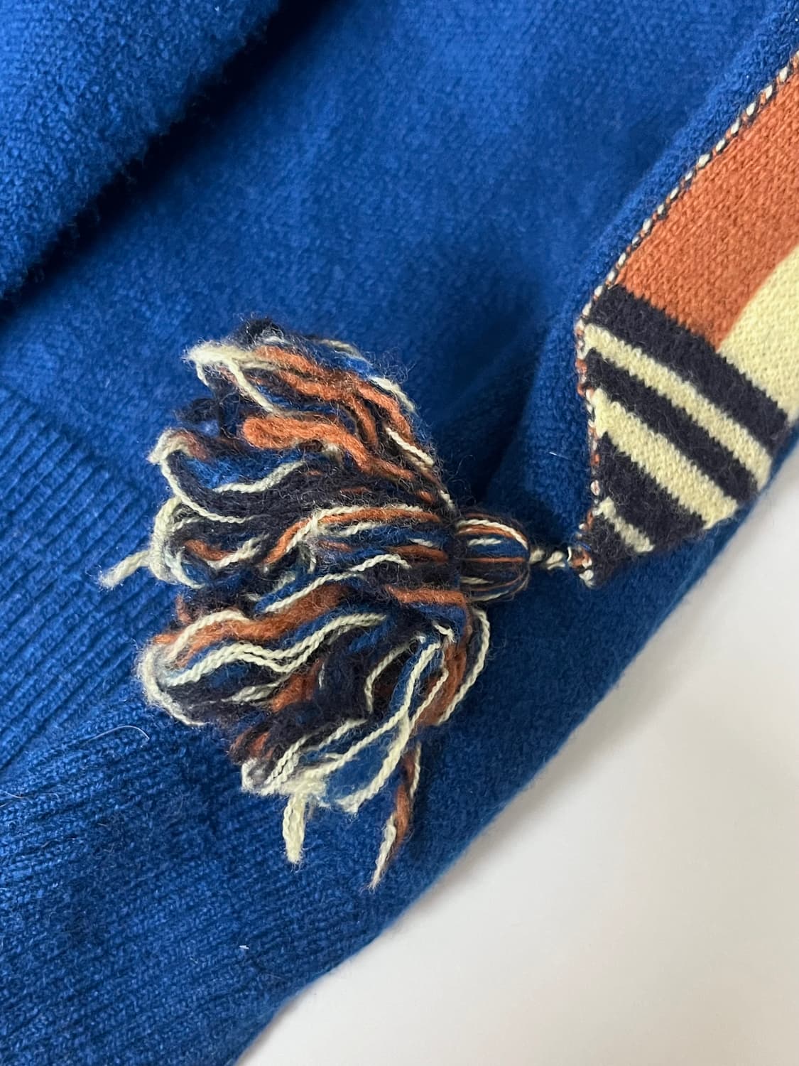 F) 베네통 태슬 장식 후드 니트 원피스 블루 상품이미지5