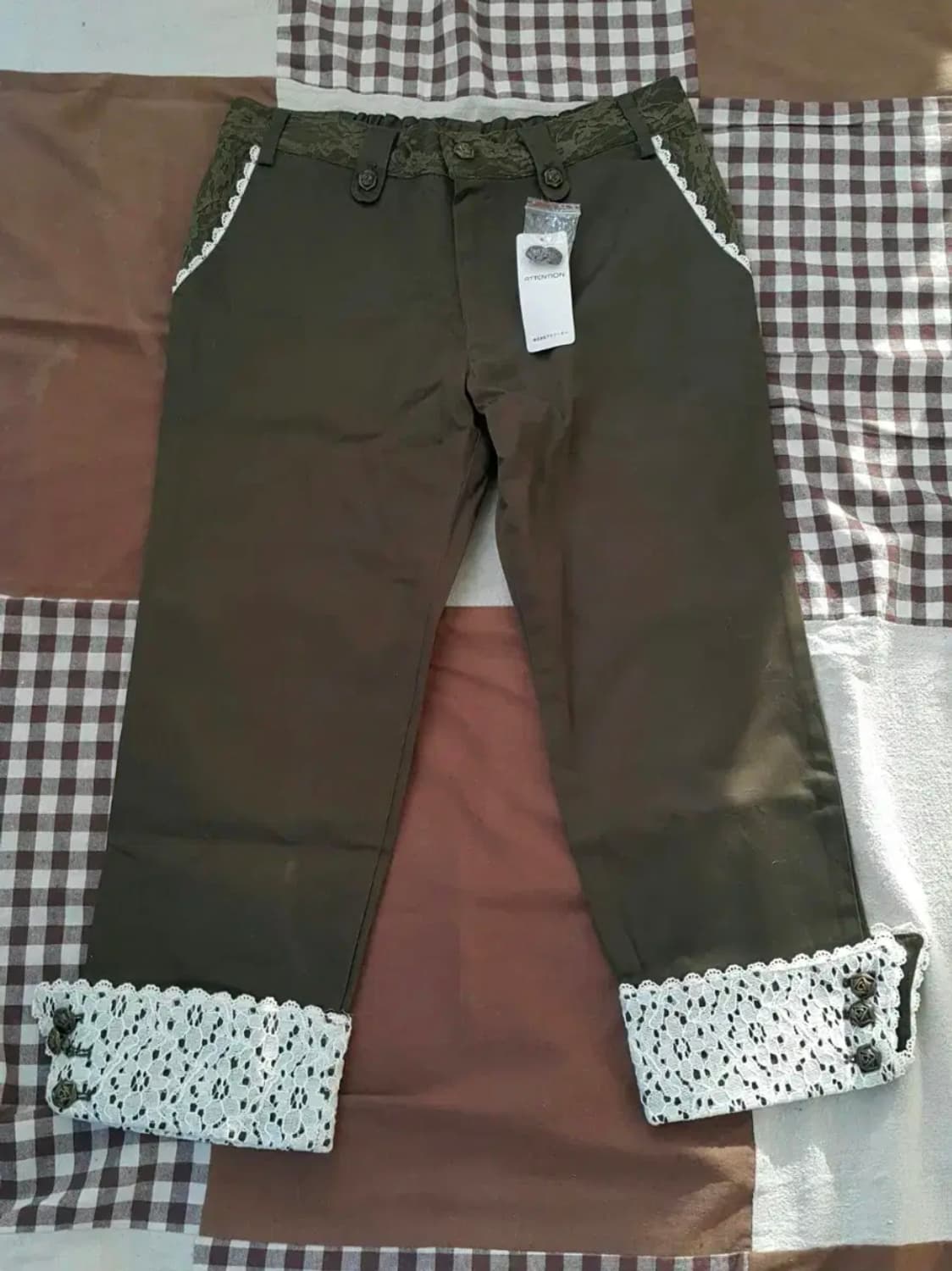 일본빈티지 새제품 axes femme 카키 레이스 바지 상품이미지1