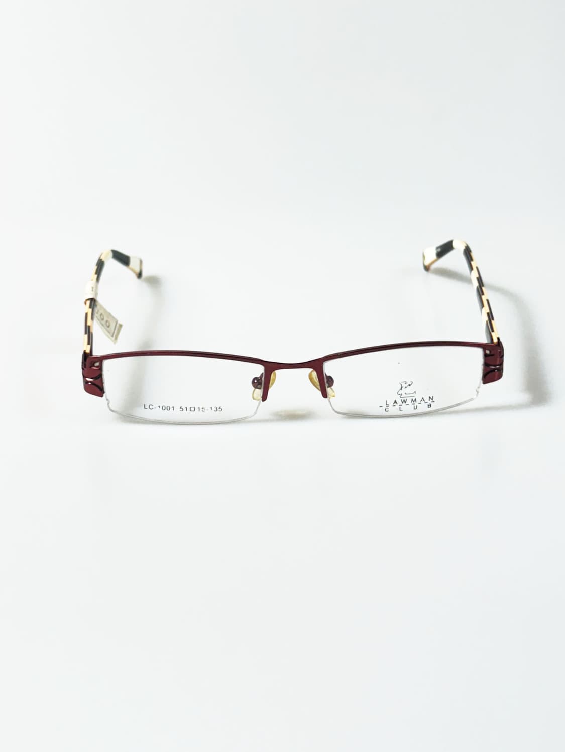 90s 일본제 LAW MAN CLUB 스퀘어 반무테 빈티지 안경 상품이미지1