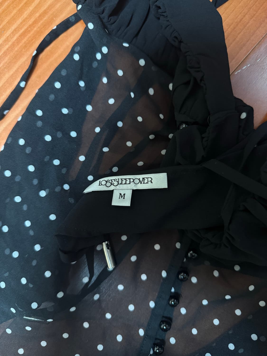 [루즈슬립오버] 도트 리본 나시 블라우스 상품이미지6