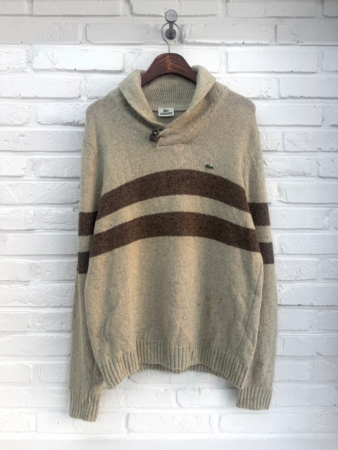 라코스테 베이지 숄카라 니트 상품이미지3