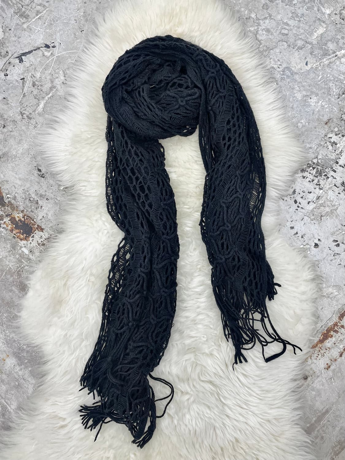 블랙 그런지 짜임 머플러  상품이미지3