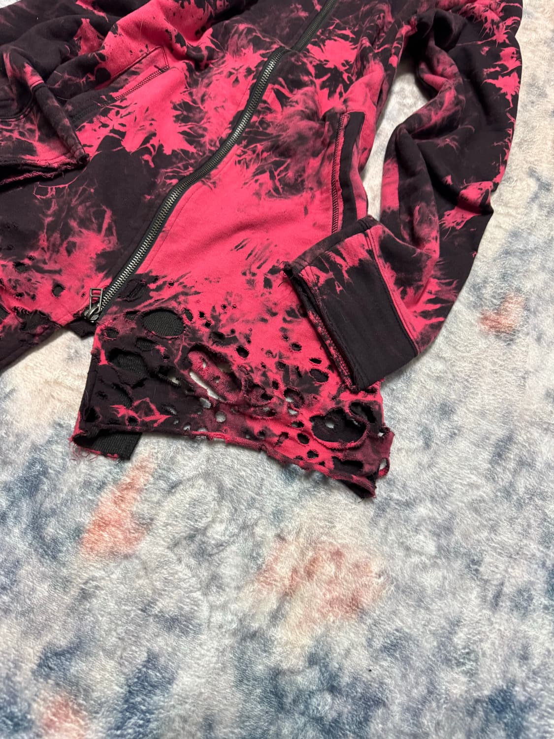 Xfrm 00s red destruction damaged hoodie 상품이미지5