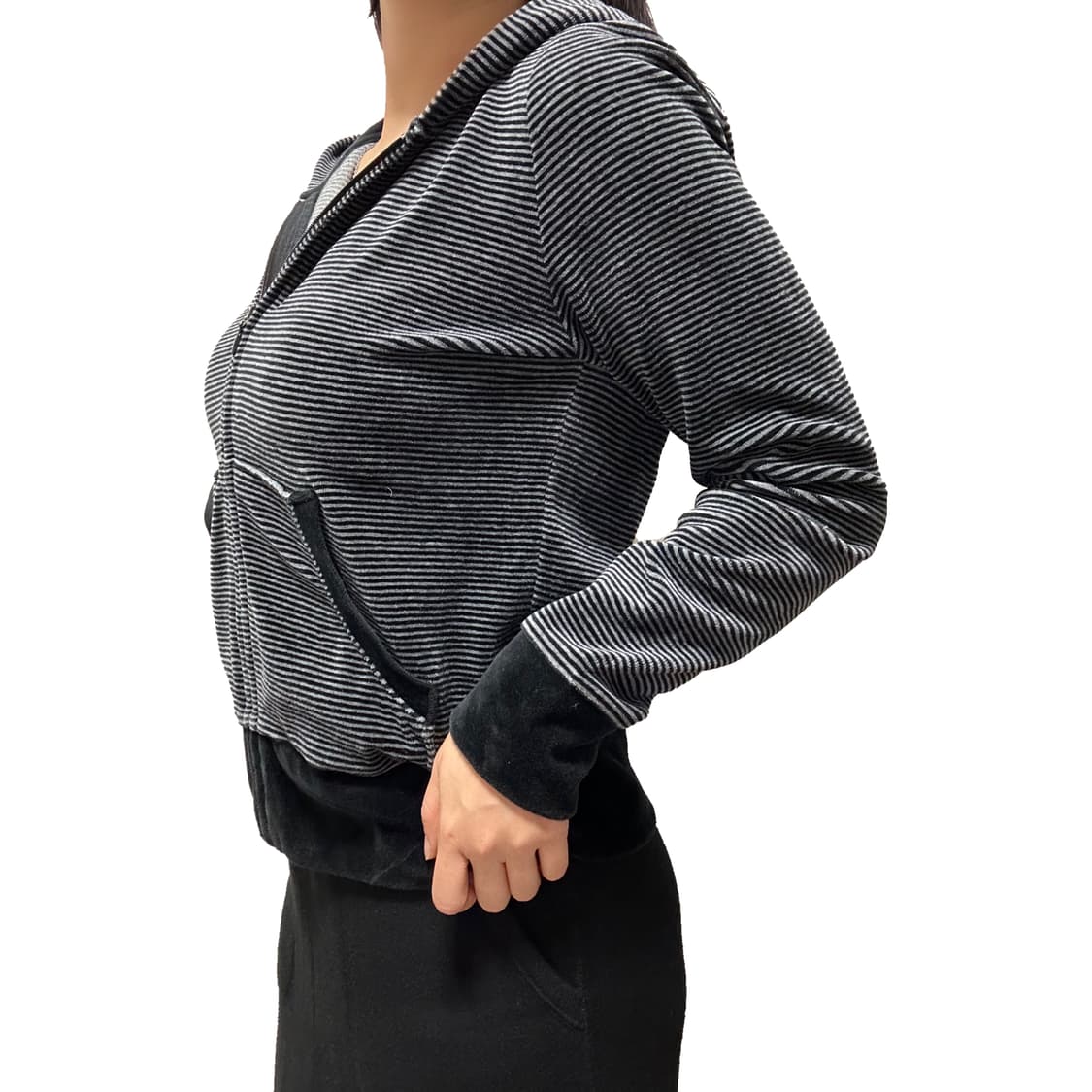 벨벳 스트라이프 후드집업 상품이미지2