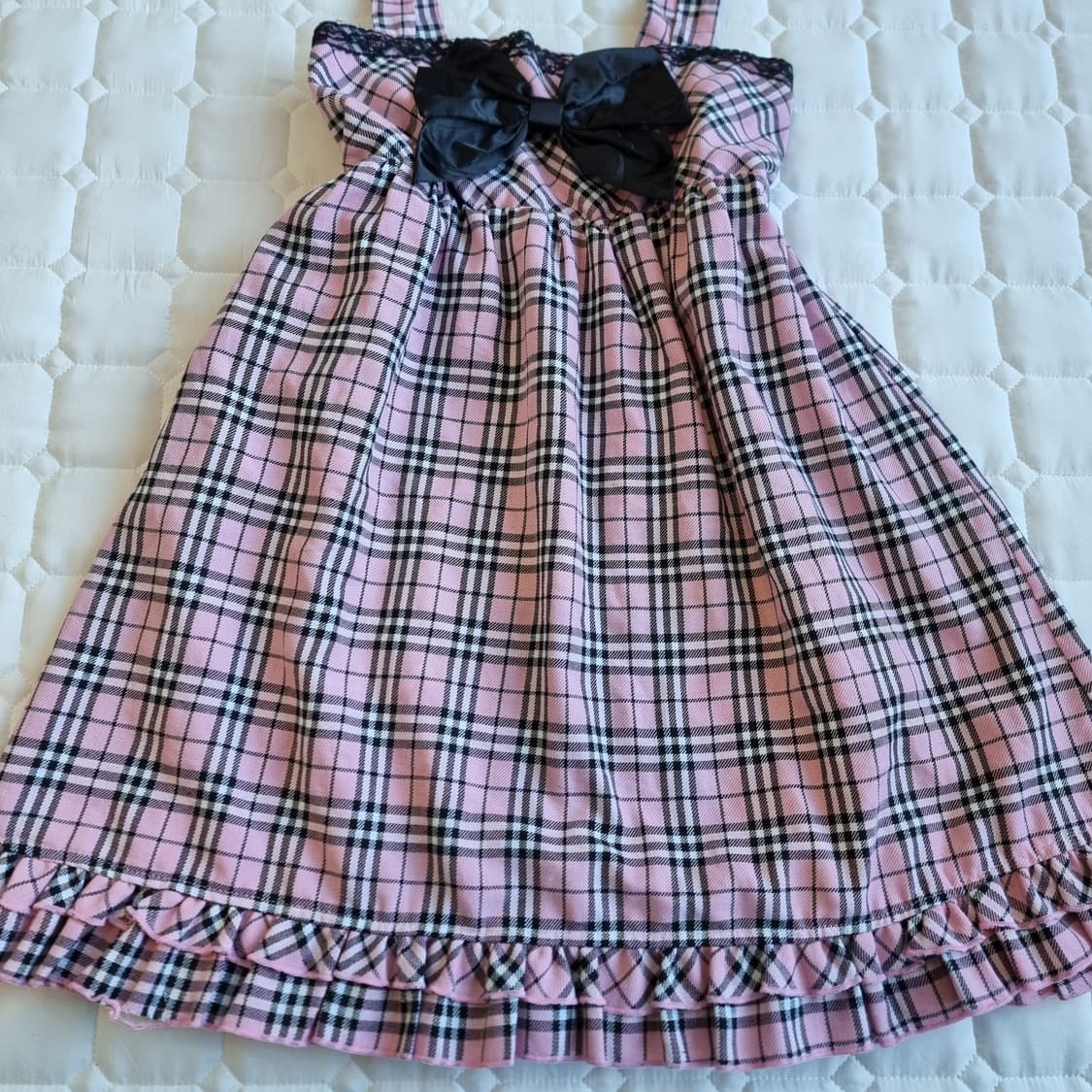 Tralala 트랄라라 딸기우유 체크 리본 뷔스티에 원피스 상품이미지3