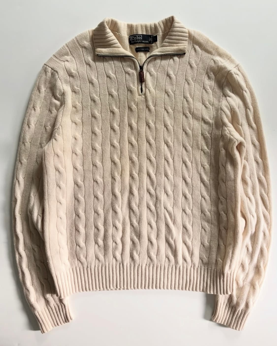 Polo 폴로 랄프로렌 아이보리 케이블 램스울 반집업 니트 상품이미지1