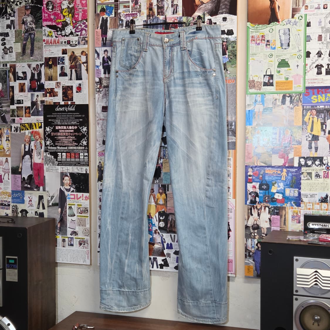 에비수 포켓 프린팅 연청 워싱 데님 팬츠 상품이미지6