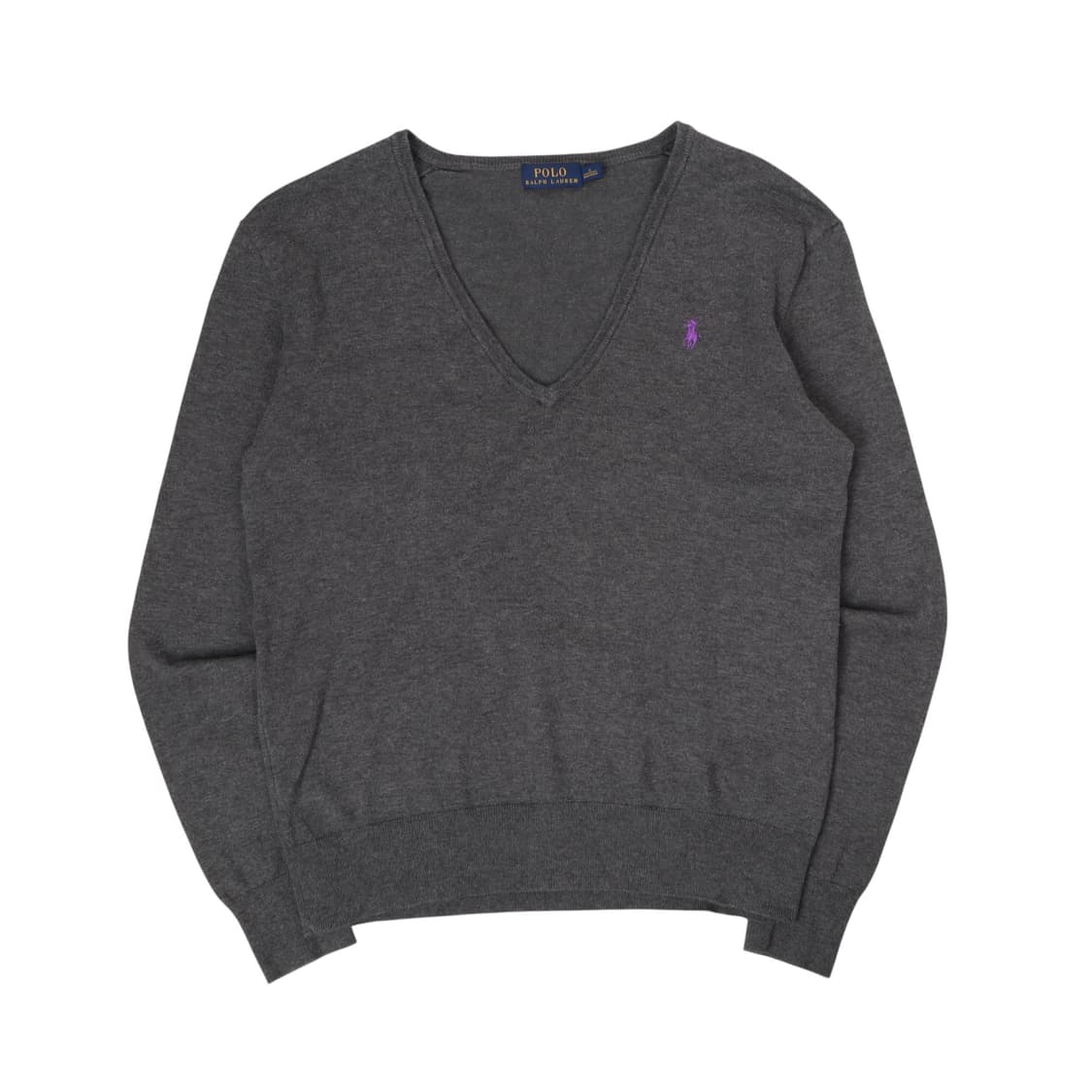 폴로 랄프로렌 우먼스 그레이 코튼 브이넥 니트 상품이미지1