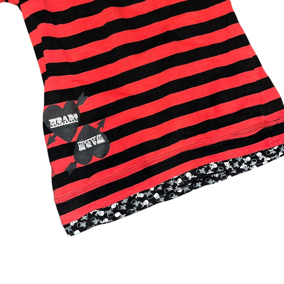 해골패치자수 레이어드 단가라 후드 반팔티 펑크키치y2k 상품이미지3