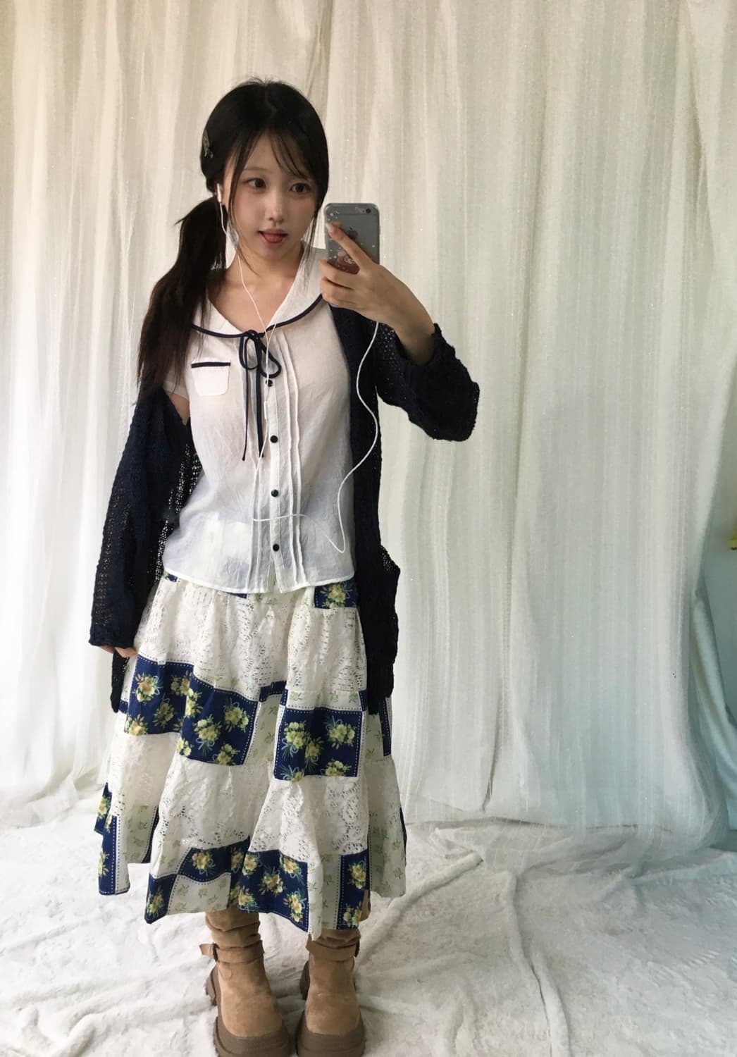 빈티지 네이비 니혼진 플리워 코디세트 상품이미지1