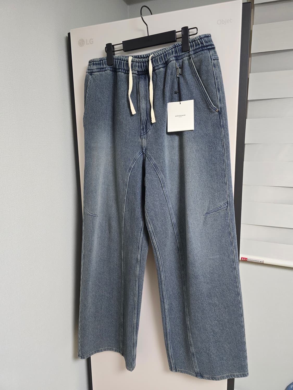 우영미/25fw와이드밴딩블루팬츠/48사이즈 상품이미지1