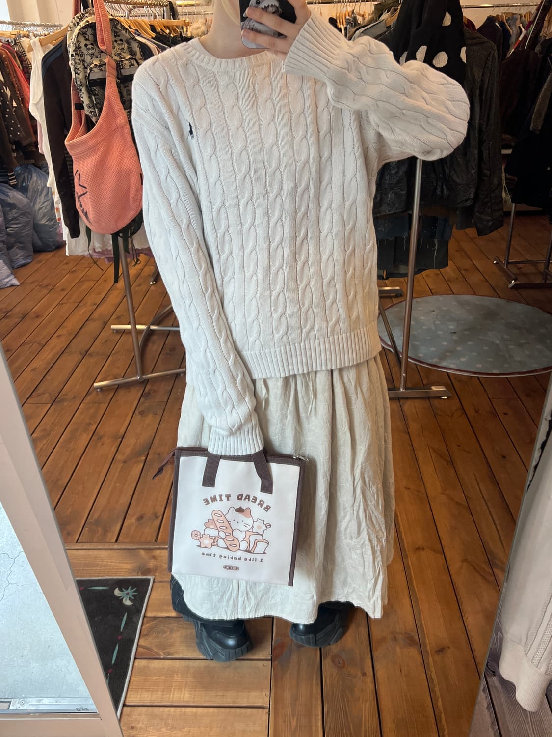 폴로 화이트 꽈배기 니트 상품이미지5