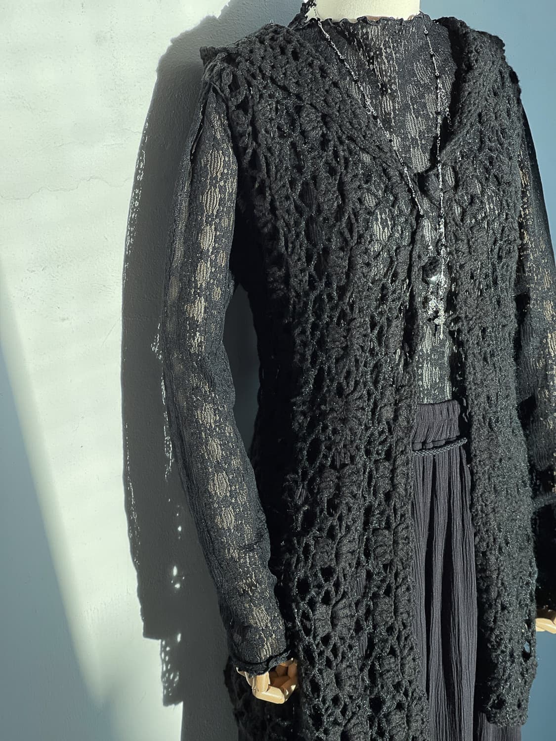 Crochet Button Hooded Vest 0288 상품이미지2