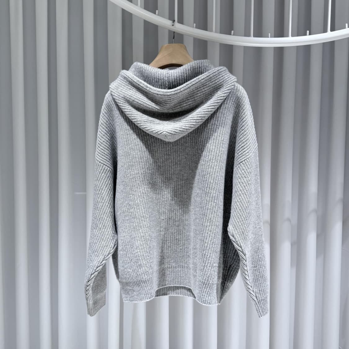M / 셀린느 울 리브드 그레이 니트 후드 상품이미지4