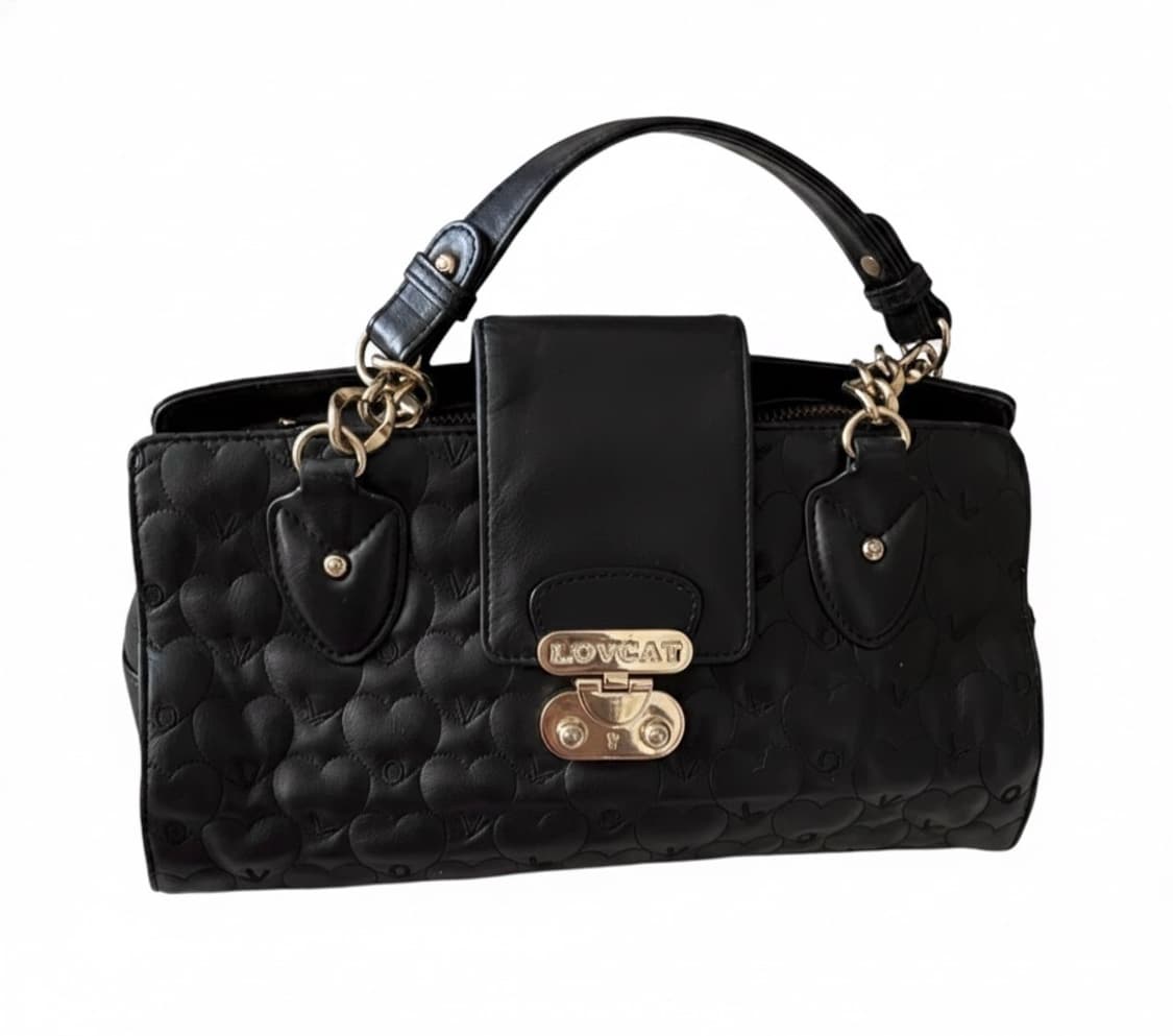 대대장 빈티지 러브캣 블랙 퀄팅 큐빅 체인 토트백 상품이미지1