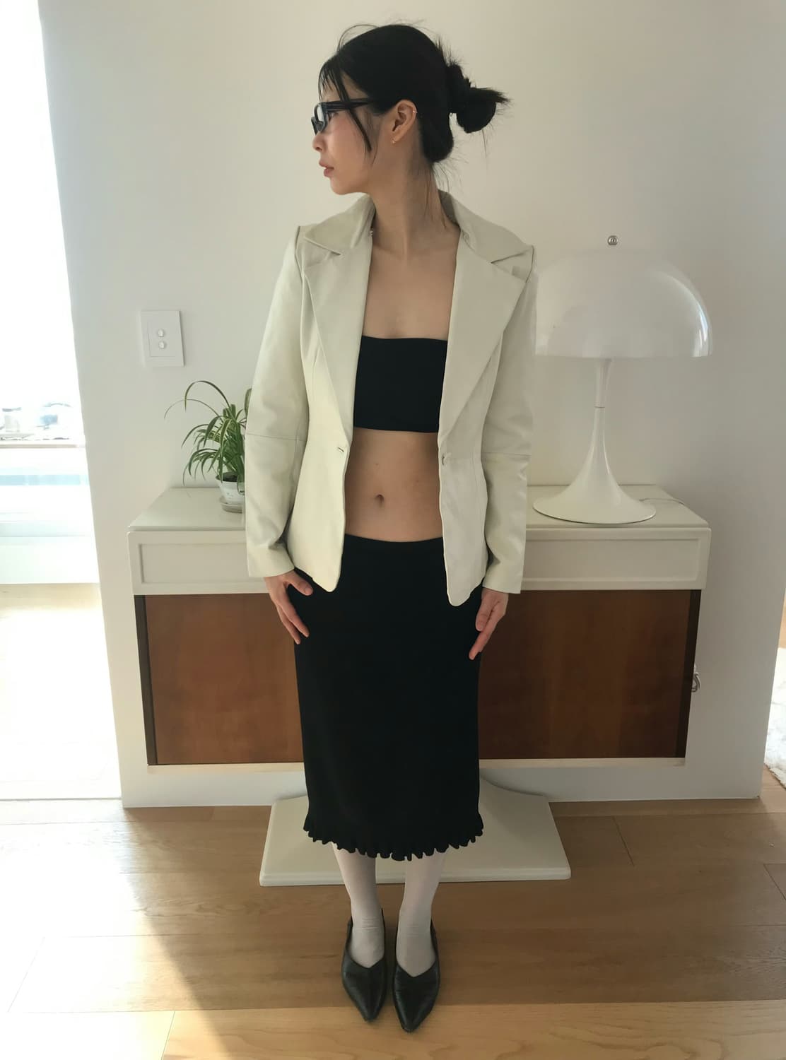 vintage ivory leather jacket 상품이미지3